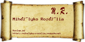 Mihályko Rozália névjegykártya
